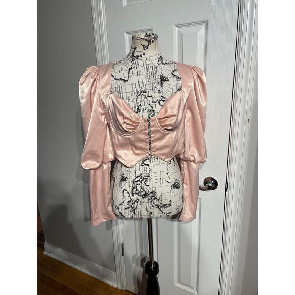 Satin Corset Hooks Vintage Y2K Puff Sleeve Coquette Pastel Victorian Steampunk